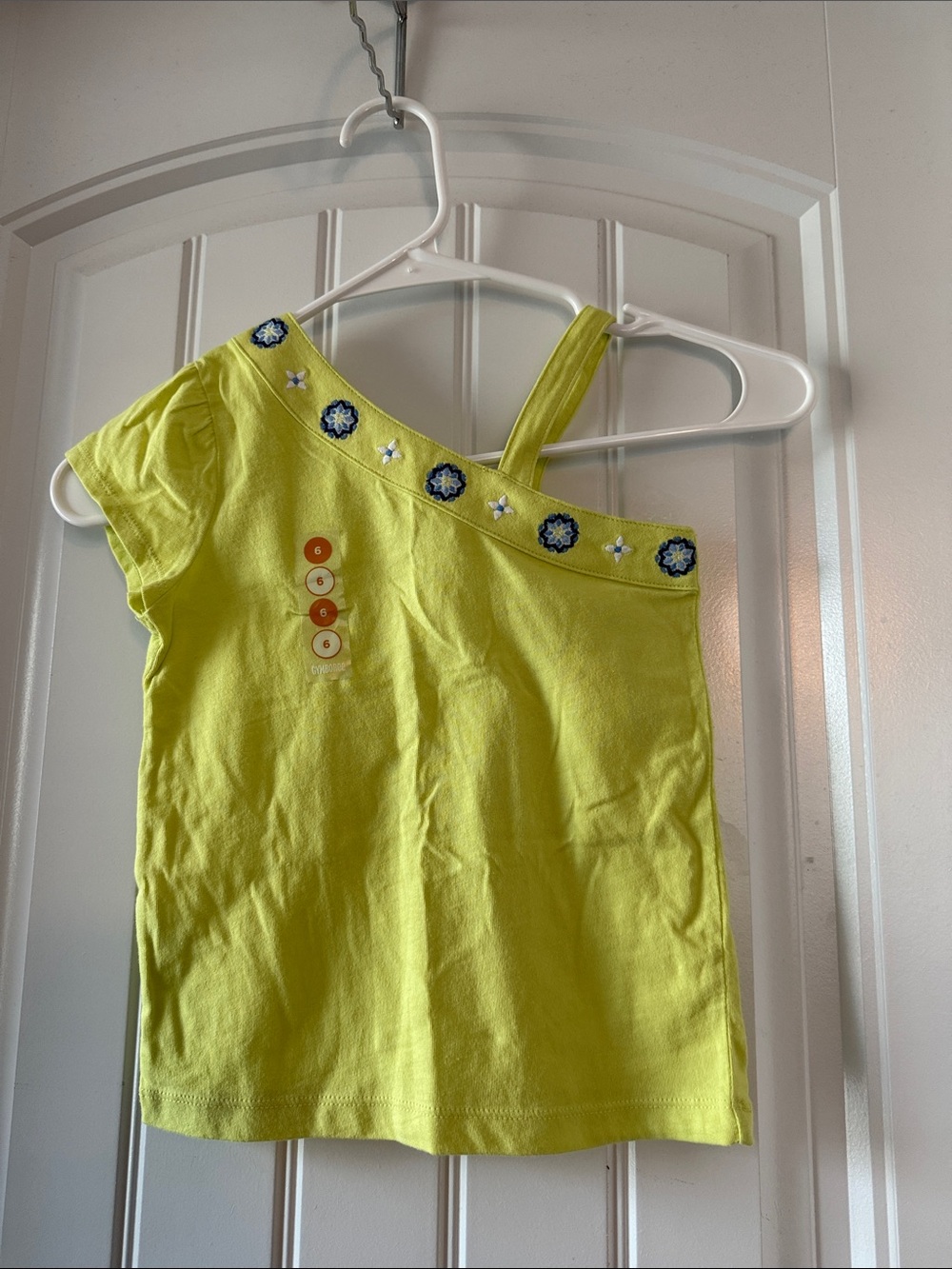 Brand New Gymboree Girls One-Shoulder Tank with Embroidered Blue Flowers